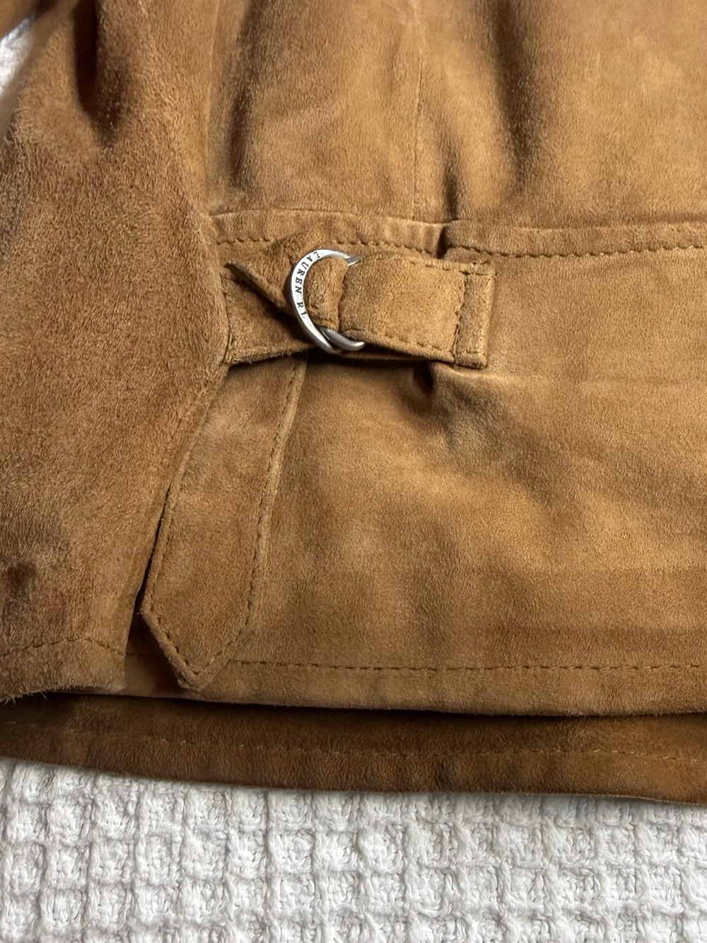 Lauren Ralph Lauren Ladies Suede Zip Jacket - Chestnut Brown - Picture 5 of 5